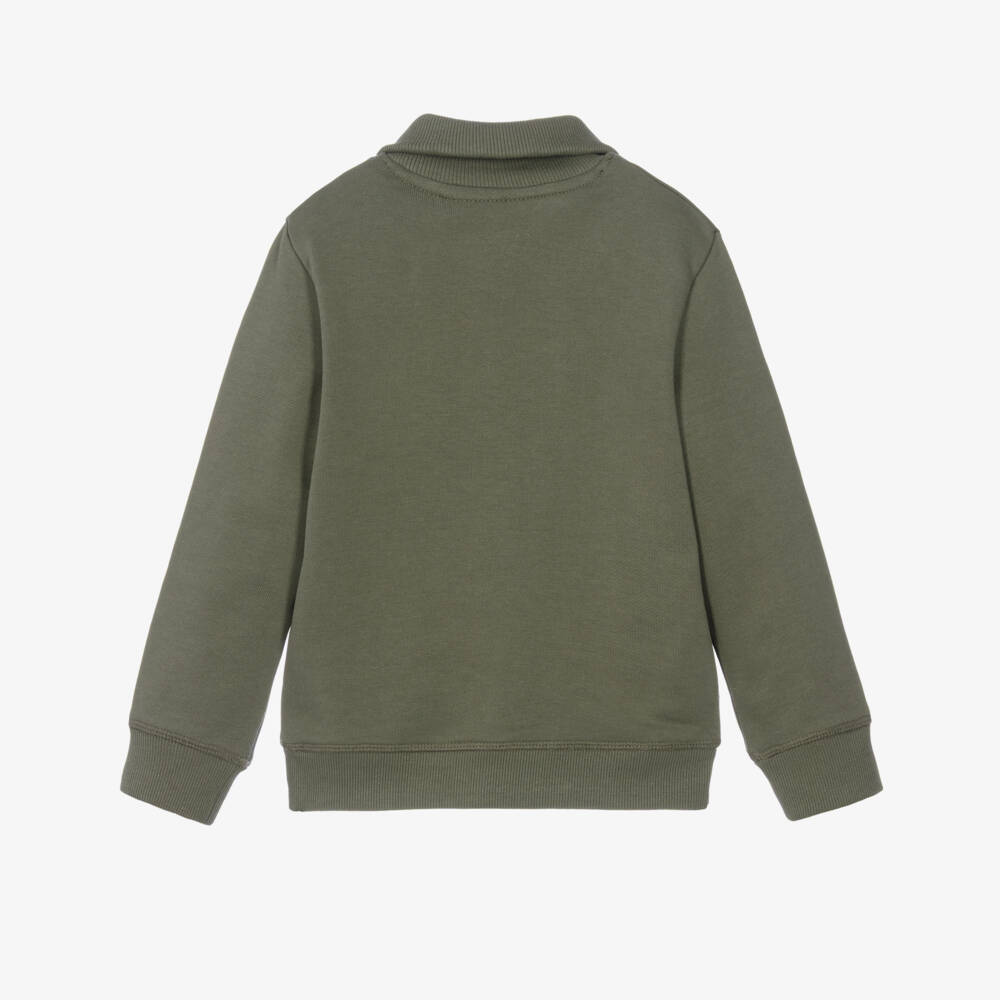 Calvin Klein-Boys Olive Green Half Zip Sweatshirt | Childrensalon