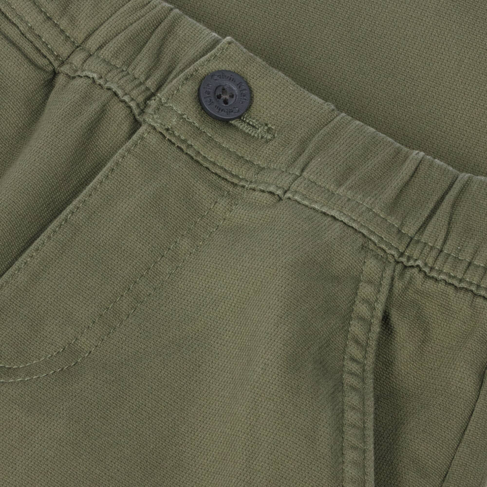 Calvin Klein-Boys Olive Green Straight Leg Trousers | Childrensalon