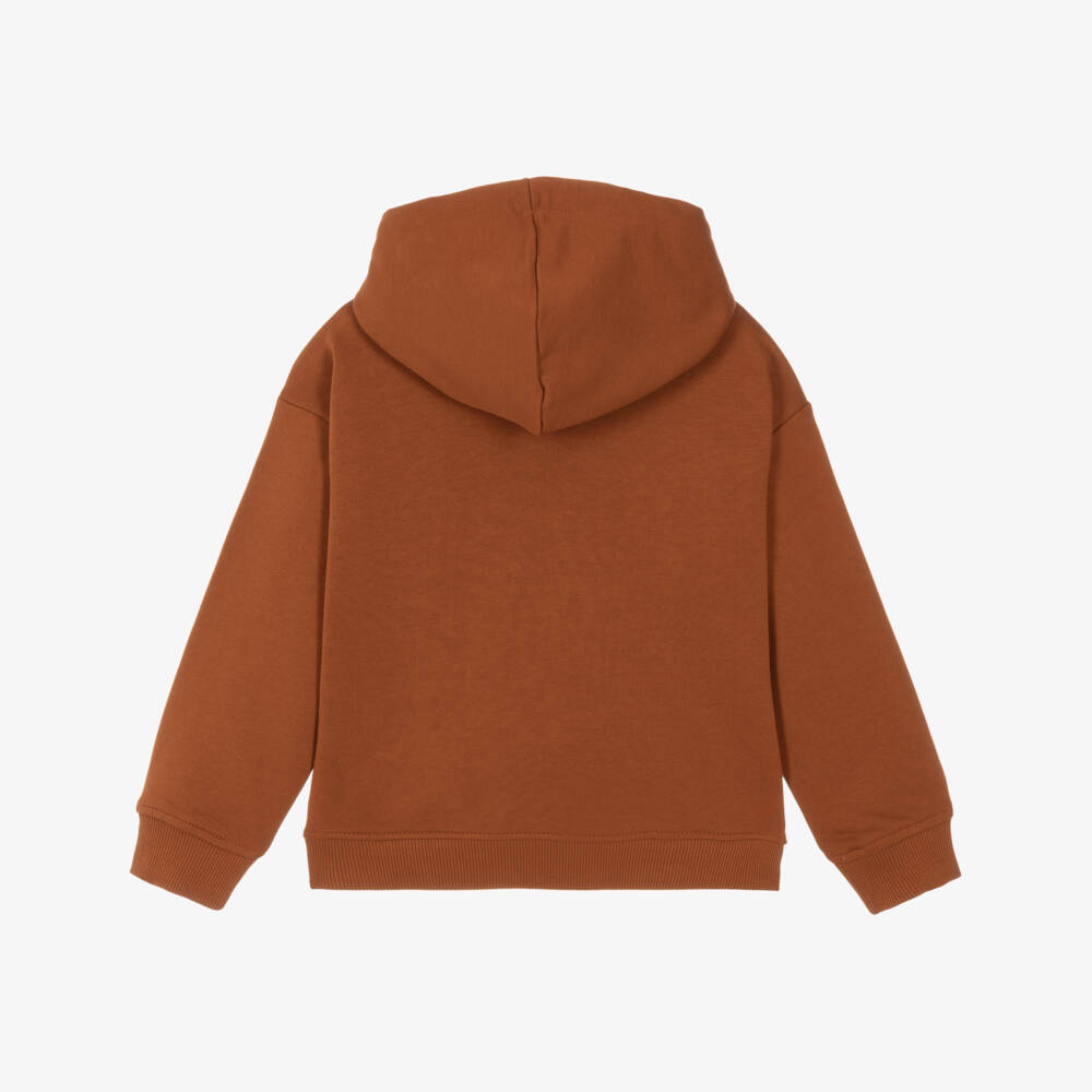 Calvin Klein-Boys Orange Cotton Logo Hoodie | Childrensalon