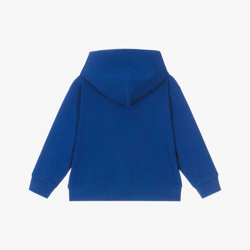 Calvin Klein-Boys Royal Blue Cotton Hoodie with Grey Monogram Logo | Childrensalon