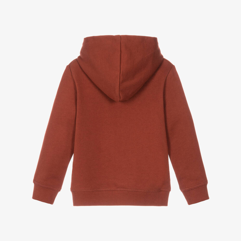 Calvin Klein-Boys Rust Brown Cotton Hoodie | Childrensalon