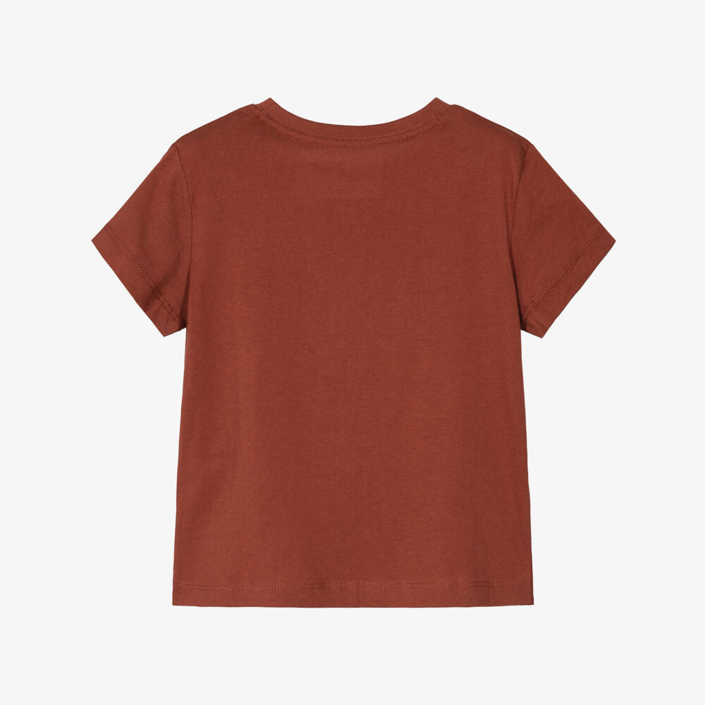 Calvin Klein-Boys Rust Brown Cotton T-Shirt | Childrensalon