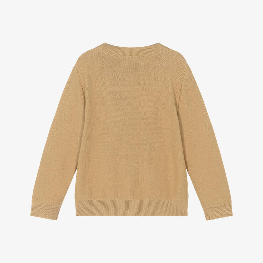 Calvin Klein-Свитер бежевый из хлопкового трикотажа с монограммой для мальчиков | Childrensalon