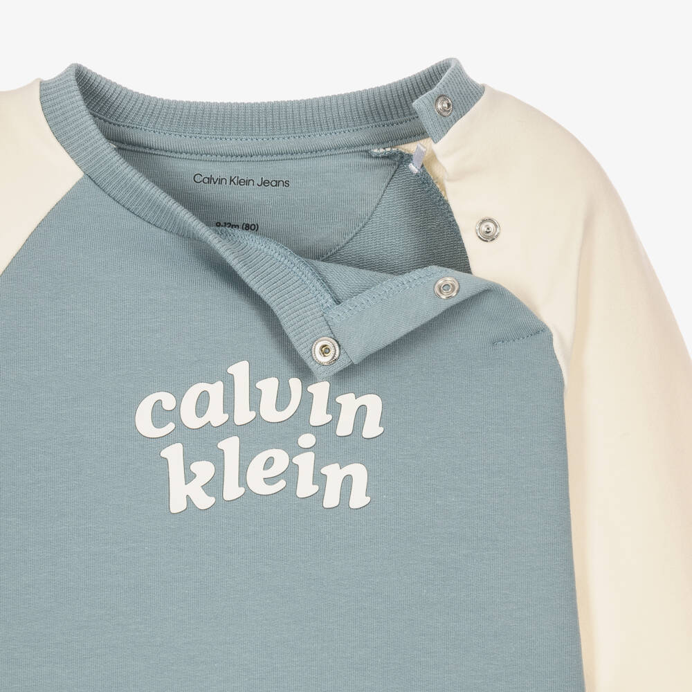 Calvin Klein-Boys Slate Blue Cotton Jersey Tracksuit | Childrensalon