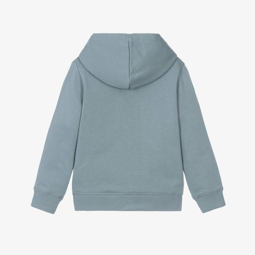 Calvin Klein-Boys Stone Blue Cotton Hoodie | Childrensalon