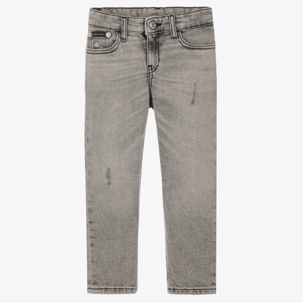Calvin Klein-Boys Straight Leg Jeans in Stone Grey | Childrensalon