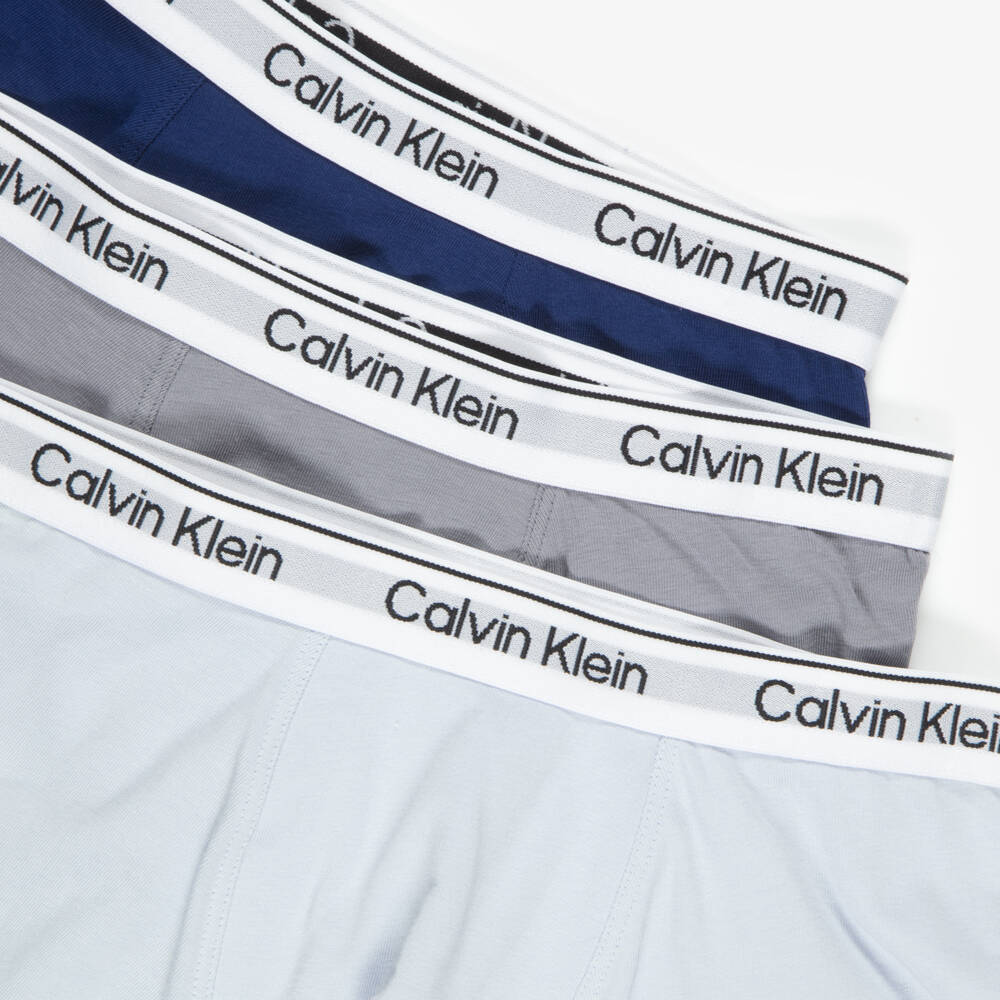 Calvin Klein-Boys Tonal Blue Boxer Trunks (3 Pack) | Childrensalon