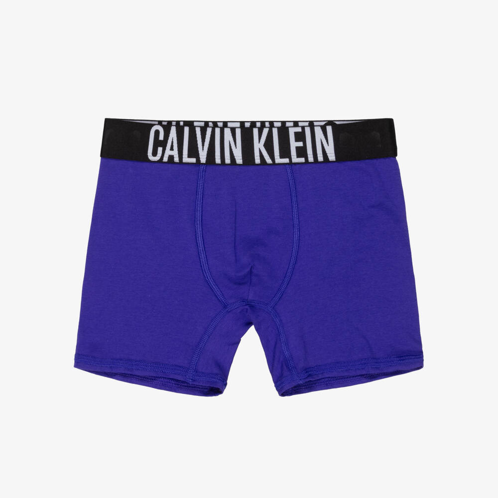 Calvin Klein-Boys Two Tone Blue Cotton Boxer Shorts (2 Pack) | Childrensalon