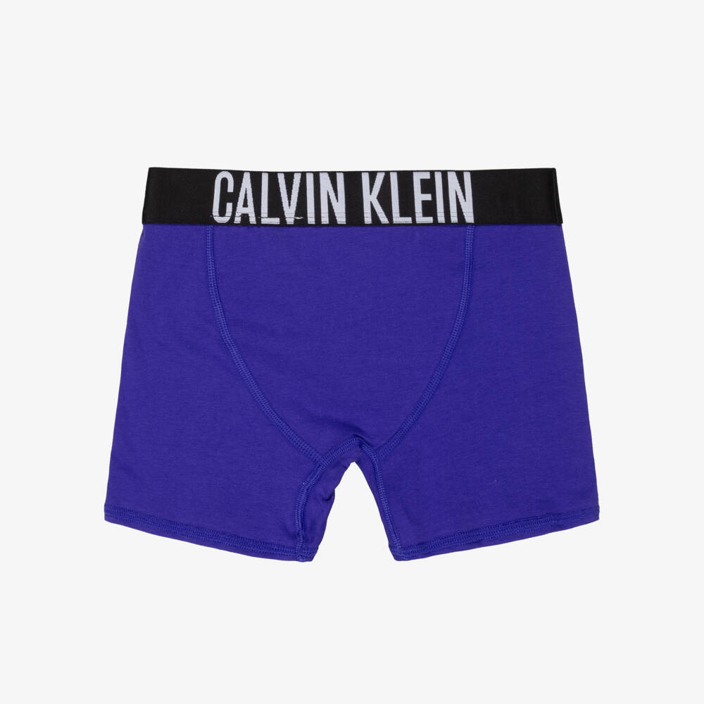 Calvin Klein-Boys Two Tone Blue Cotton Boxer Shorts (2 Pack) | Childrensalon