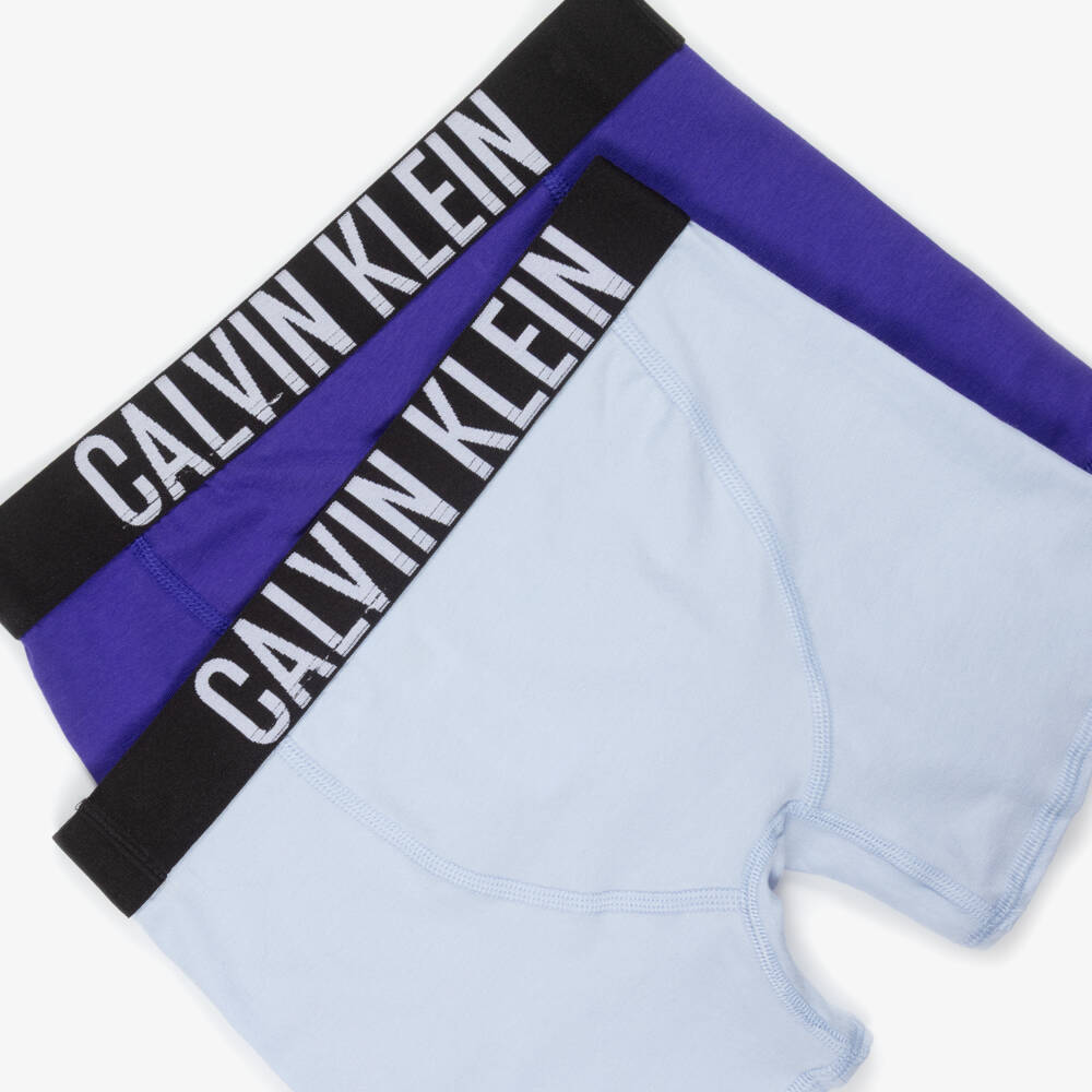 Calvin Klein-Boys Two Tone Blue Cotton Boxer Shorts (2 Pack) | Childrensalon