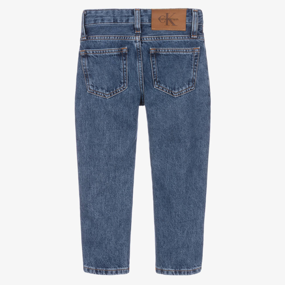 Calvin Klein-Boys Washed Blue Straight Fit Denim Jeans | Childrensalon