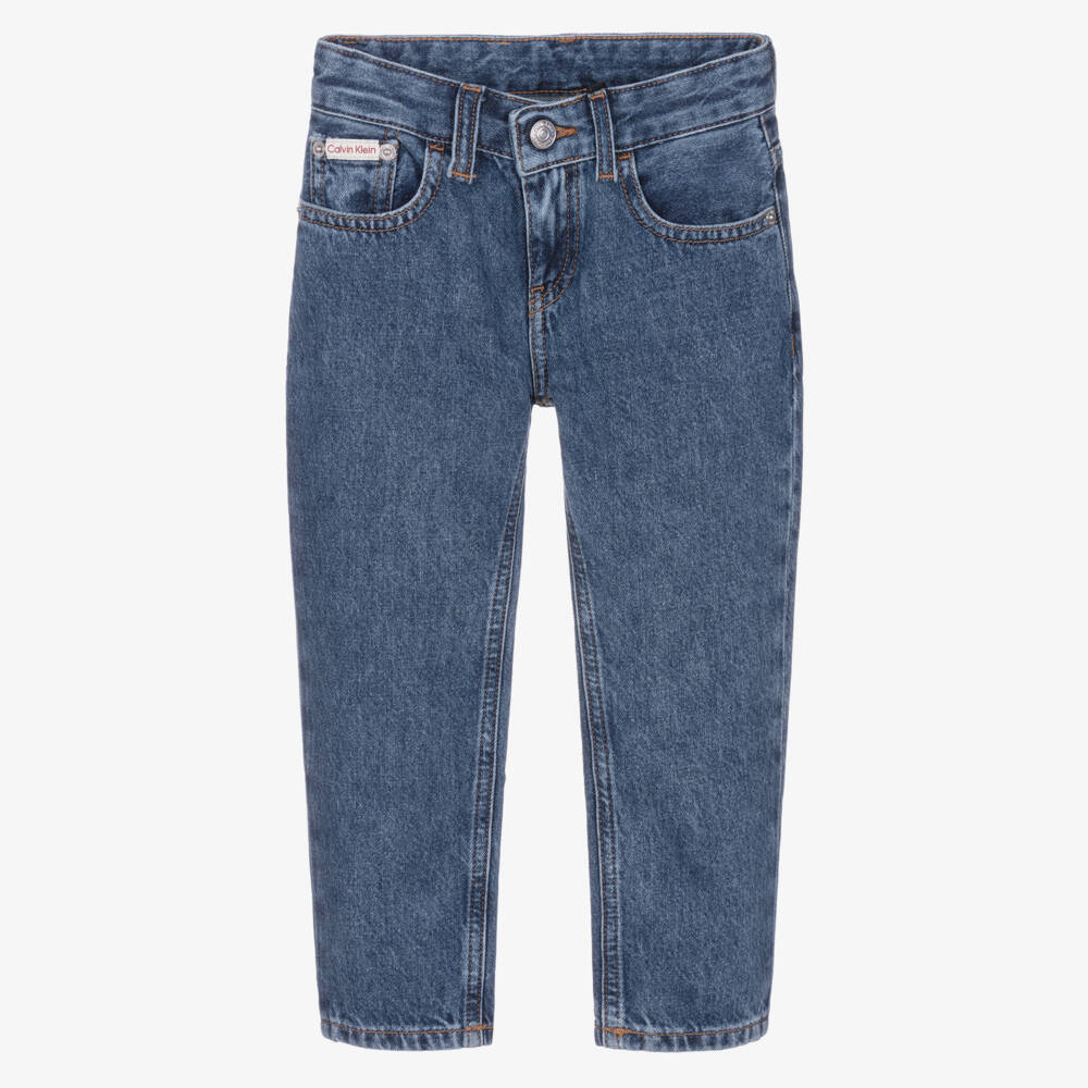 Calvin Klein-بنطلون جينز دنيم بقصة مستقيمة لون أزرق للأولاد | Childrensalon