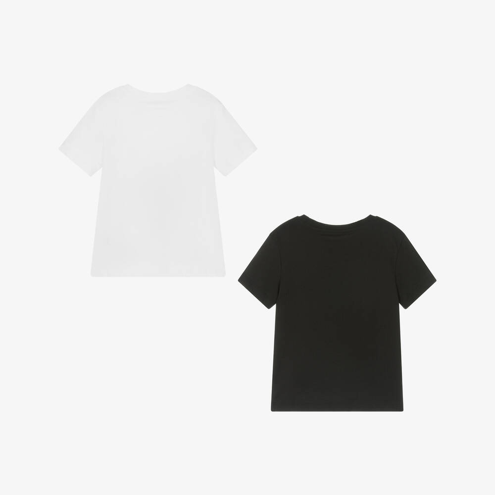 Calvin Klein-Boys White & Black Cotton T-Shirts (2 Pack) | Childrensalon