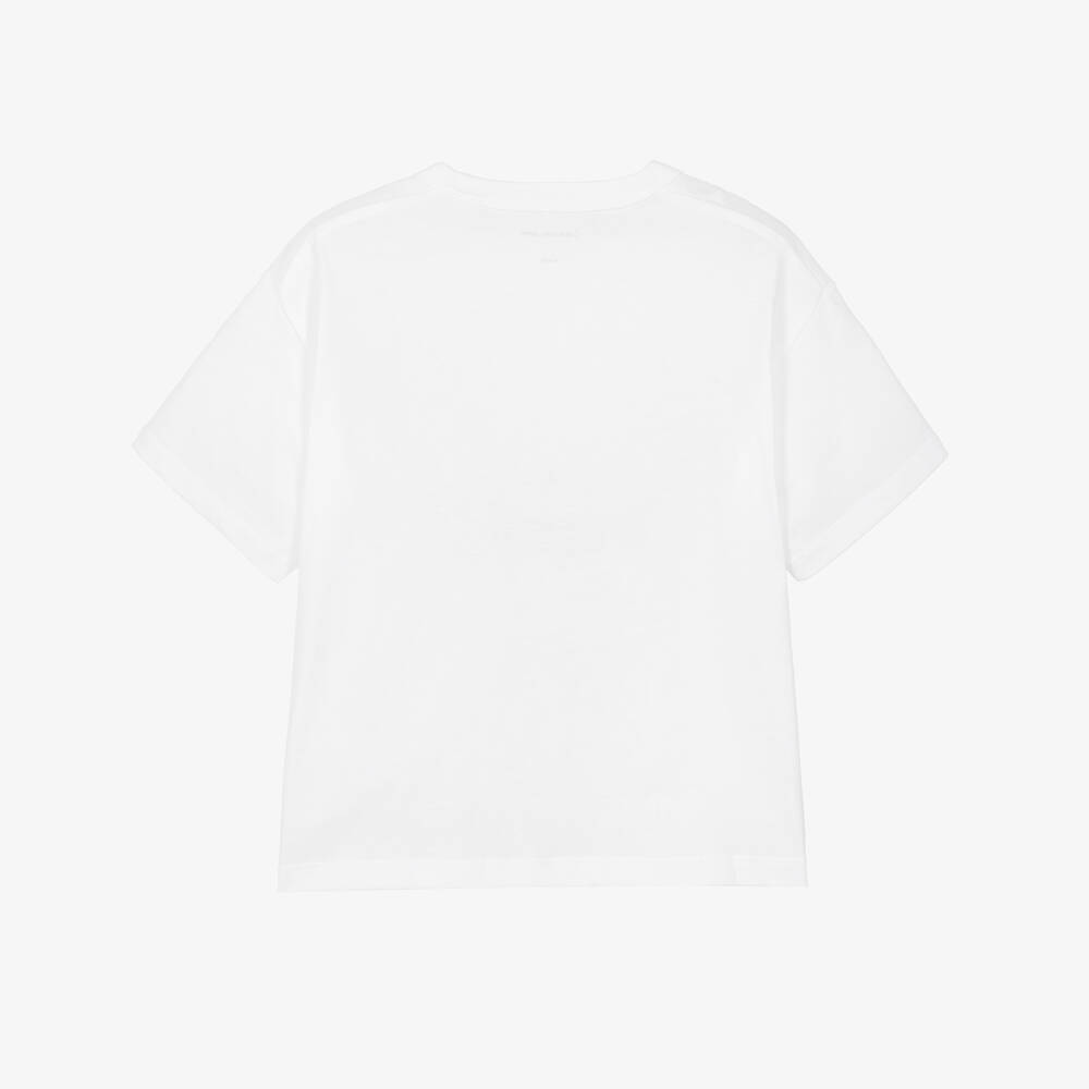 Calvin Klein-Boys White Cotton New York Logo Print T-Shirt | Childrensalon