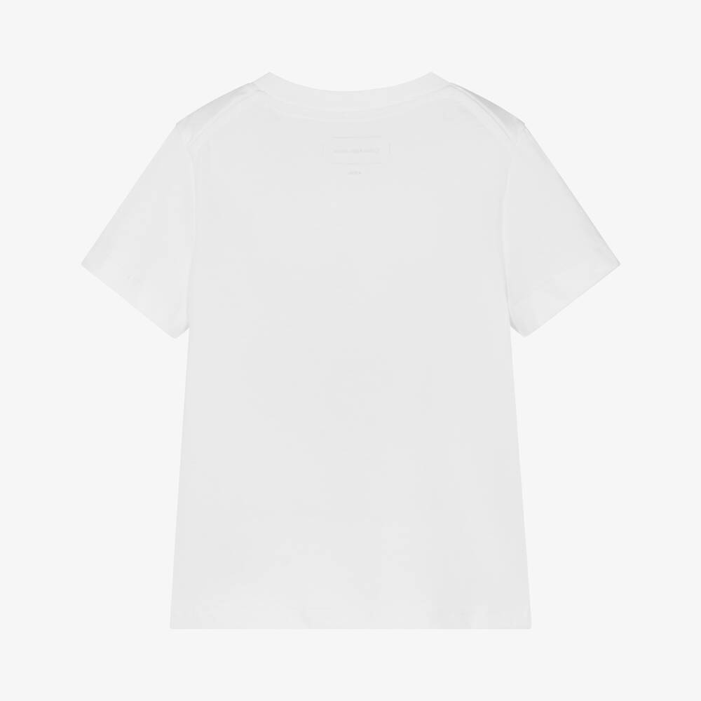 Calvin Klein-Boys White Cotton T-Shirt | Childrensalon