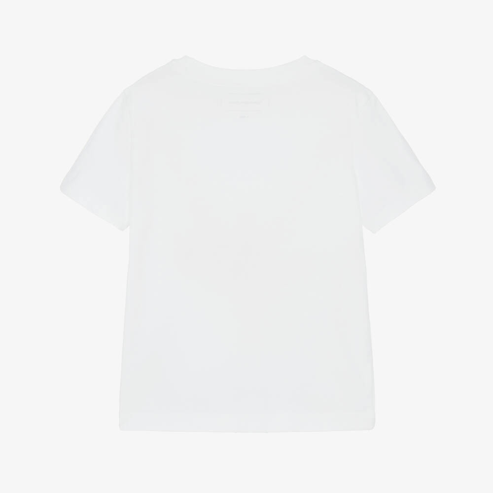 Calvin Klein-Boys White Cotton T-Shirt | Childrensalon