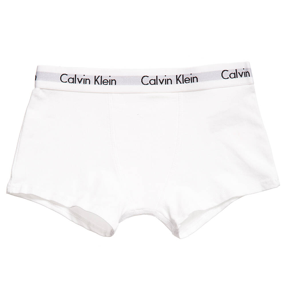 Calvin Klein-Boys White & Grey Cotton Boxer Briefs (Pack of 2) | Childrensalon