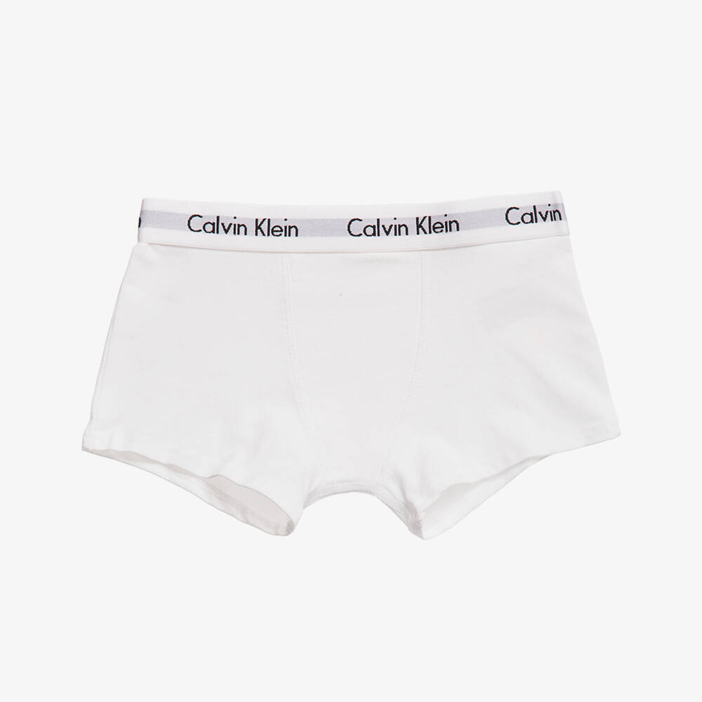 Calvin Klein-Boys White & Grey Cotton Boxer Briefs (Pack of 2) | Childrensalon