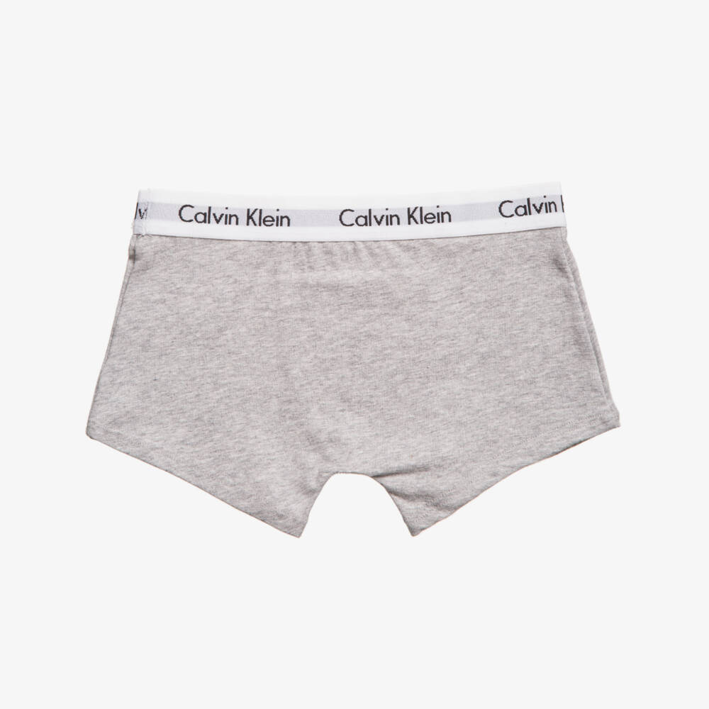 Calvin Klein-Boys White & Grey Cotton Boxer Briefs (Pack of 2) | Childrensalon