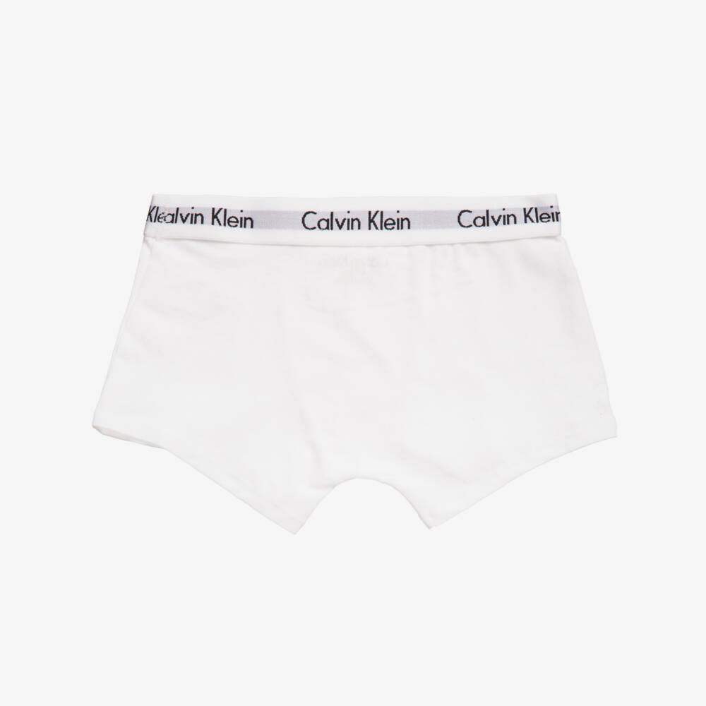 Calvin Klein-Boys White & Grey Cotton Boxer Briefs (Pack of 2) | Childrensalon