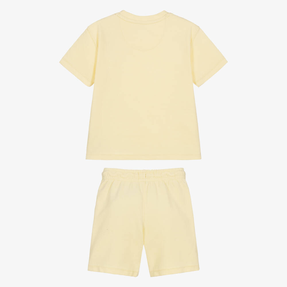 Calvin Klein-Boys Yellow Ribbed Jersey Shorts Set | Childrensalon
