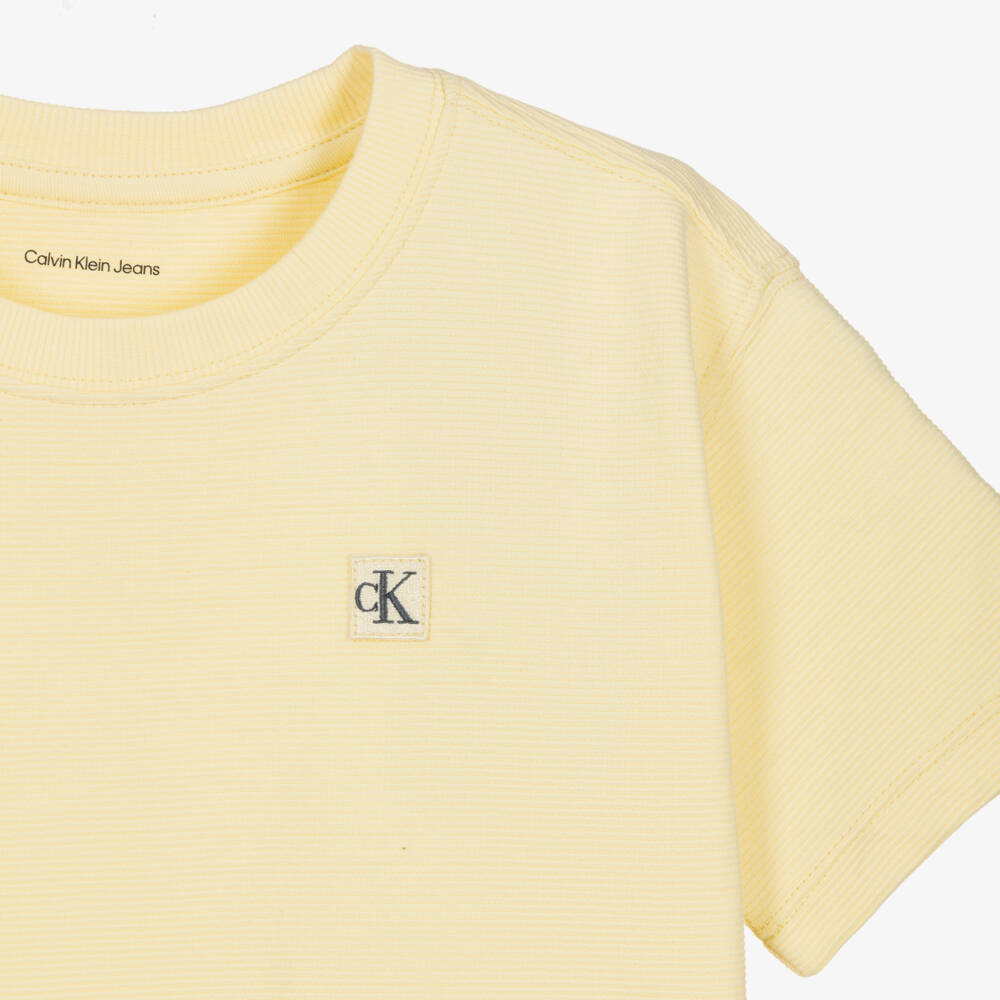 Calvin Klein-Boys Yellow Ribbed Jersey Shorts Set | Childrensalon