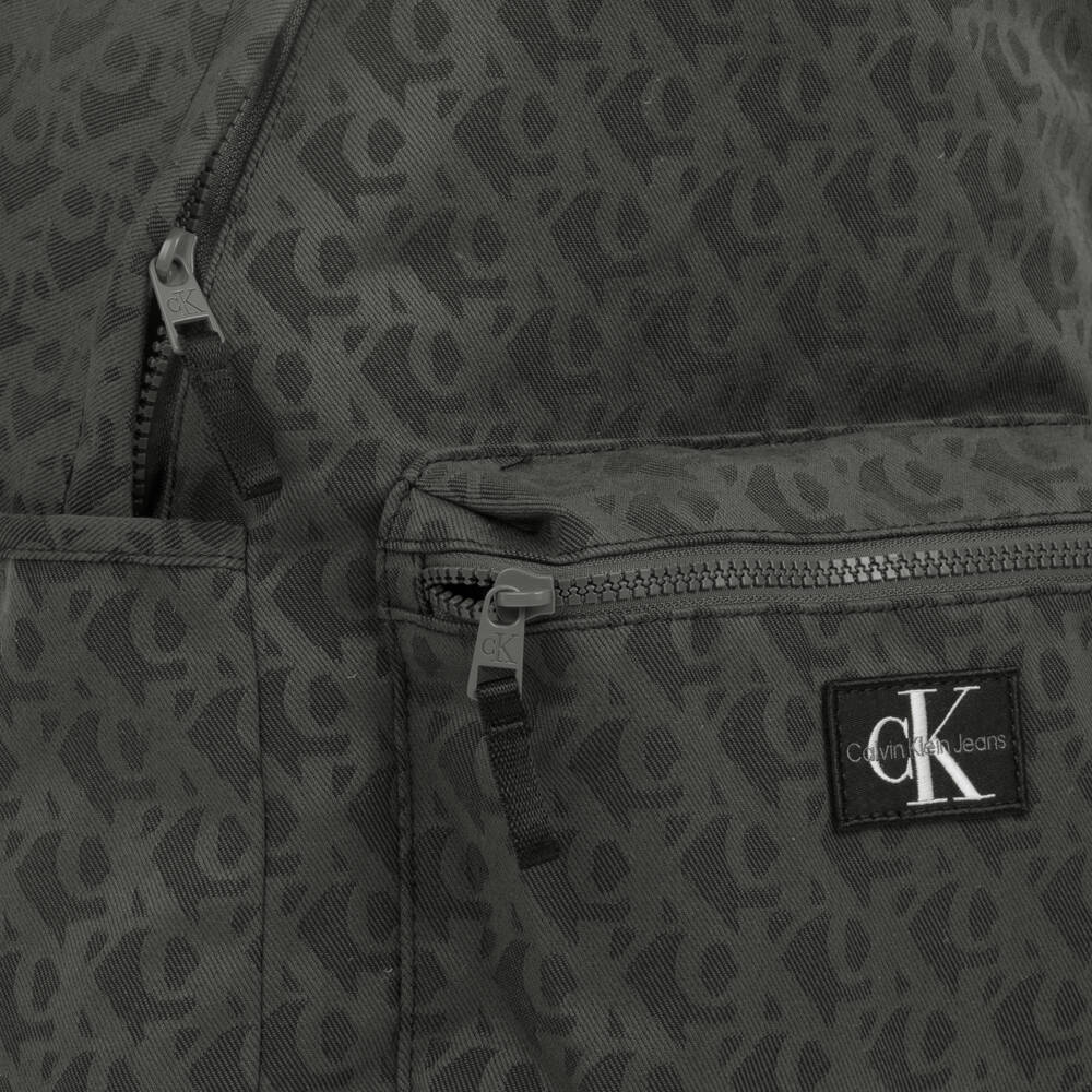 Calvin Klein-Charcoal Grey CK Monogram Canvas Backpack (39cm) | Childrensalon