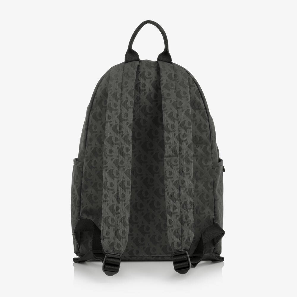 Calvin Klein-Charcoal Grey CK Monogram Canvas Backpack (39cm) | Childrensalon
