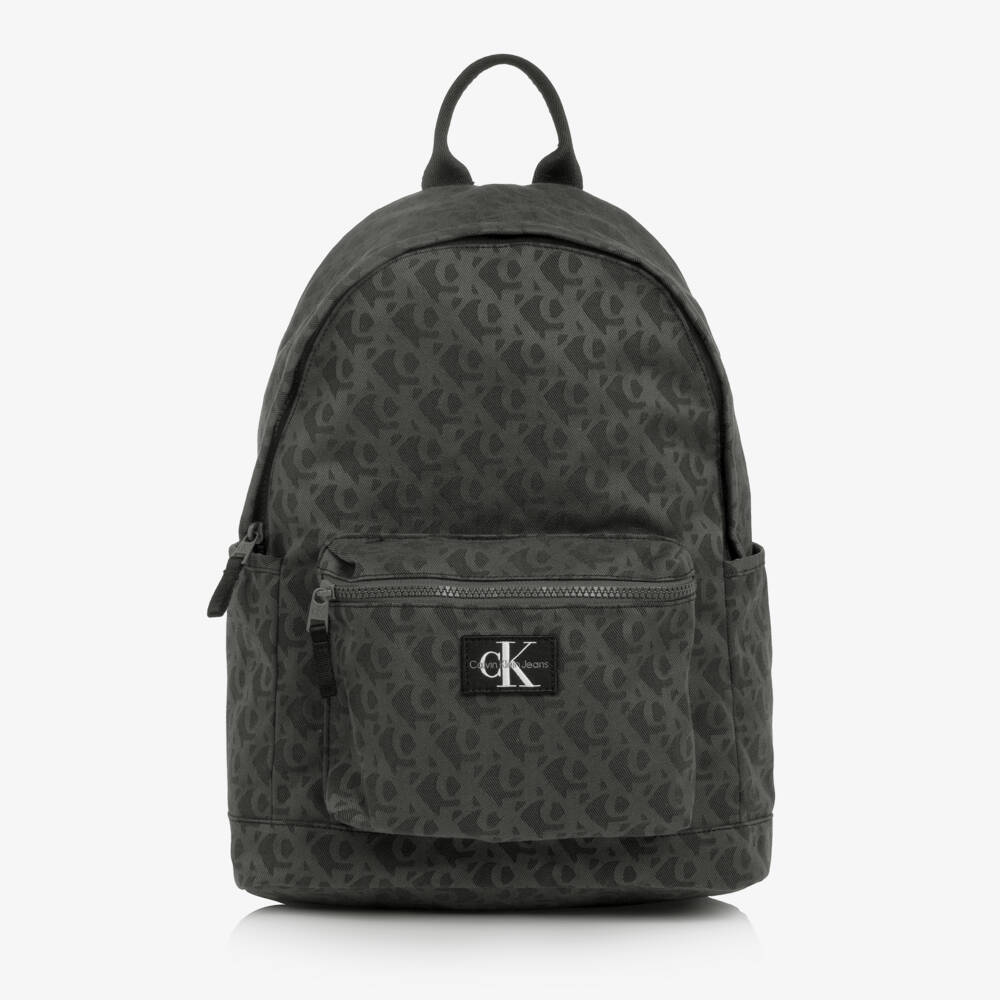 Calvin Klein-Charcoal Grey CK Monogram Canvas Backpack (39cm) | Childrensalon