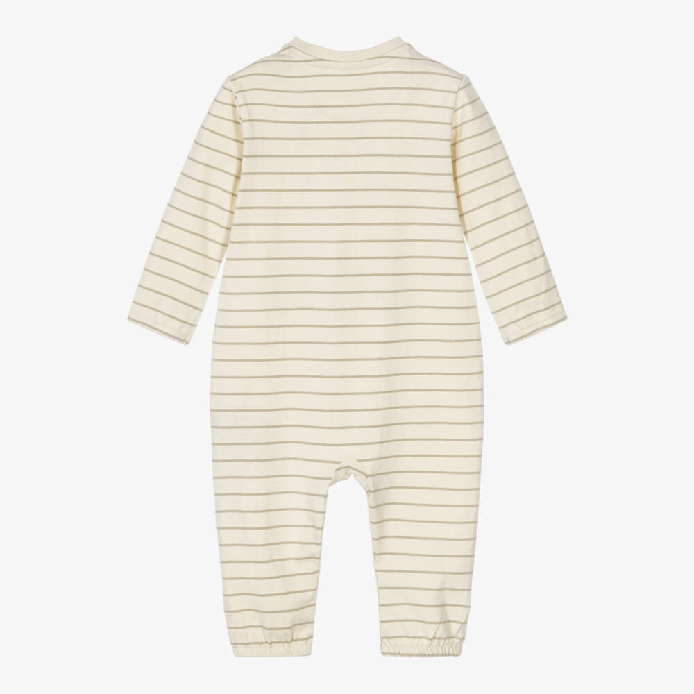 Calvin Klein-Cream Cotton Jersey Romper with Stripes | Childrensalon