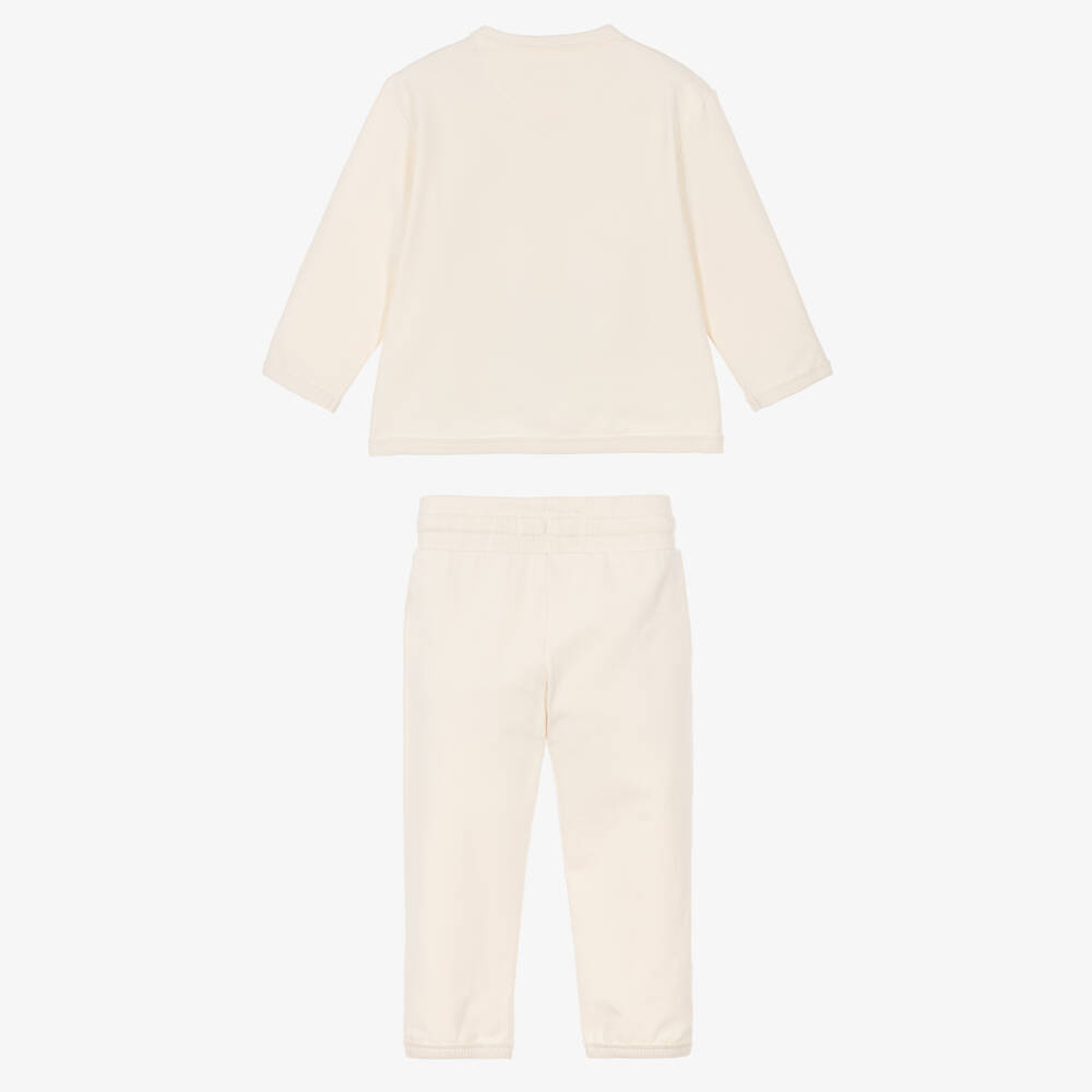 Calvin Klein-Cream Organic Cotton Tracksuit with Embroidered Logo | Childrensalon