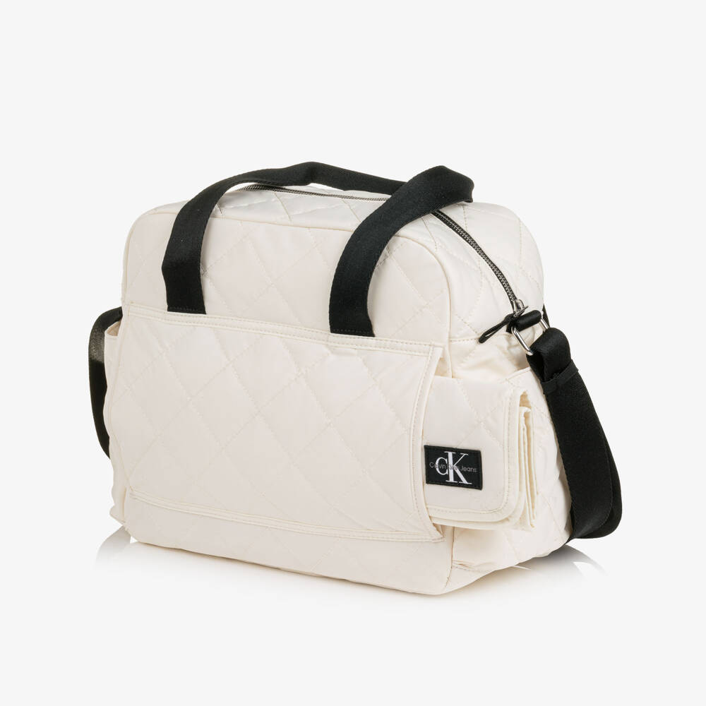 Calvin Klein-Cream Soft-Quilted Baby Changing Bag (32cm) | Childrensalon