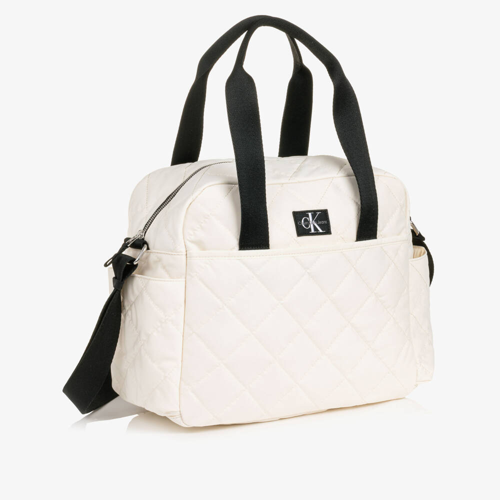 Calvin Klein-Cream Soft-Quilted Baby Changing Bag (32cm) | Childrensalon