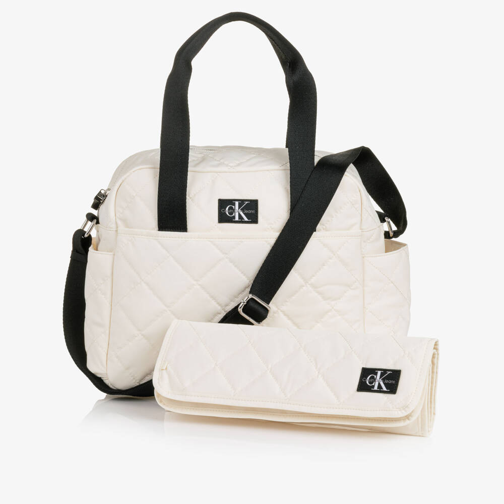 Calvin Klein-Cream Soft-Quilted Baby Changing Bag (32cm) | Childrensalon