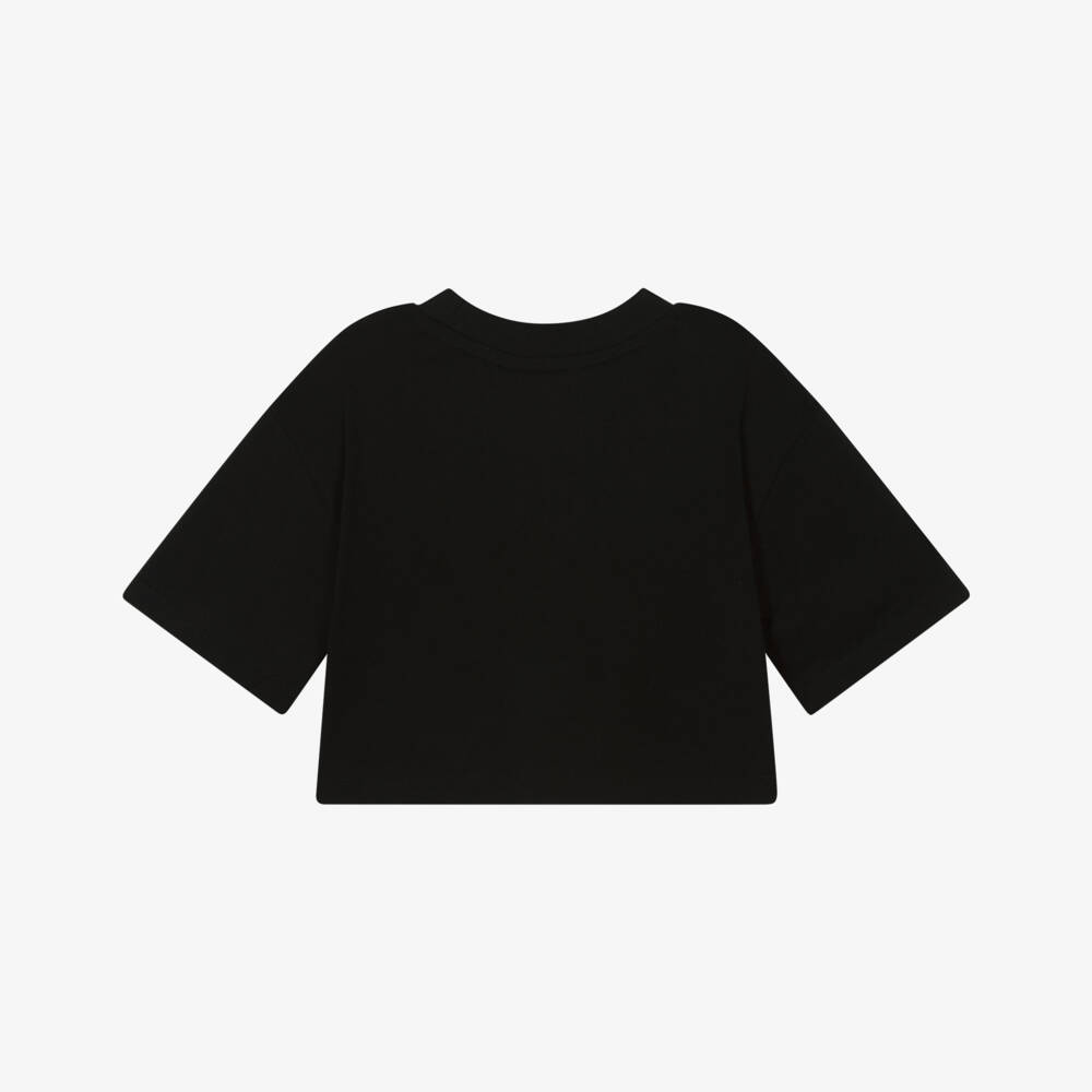 Calvin Klein-Girls Black Cotton CK Logo Boxy T-Shirt | Childrensalon