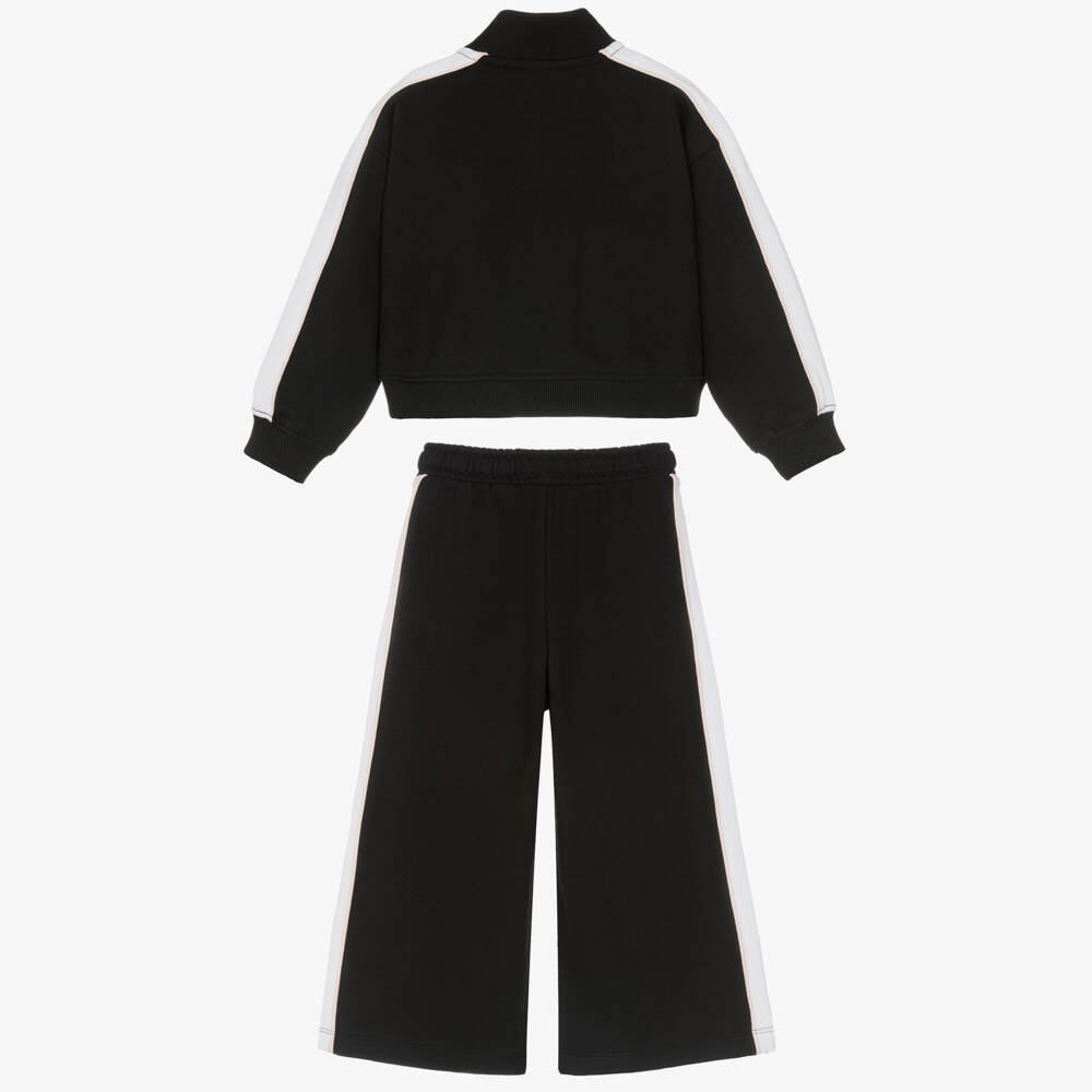 Calvin Klein-Girls Black Cotton CK Logo Tracksuit | Childrensalon