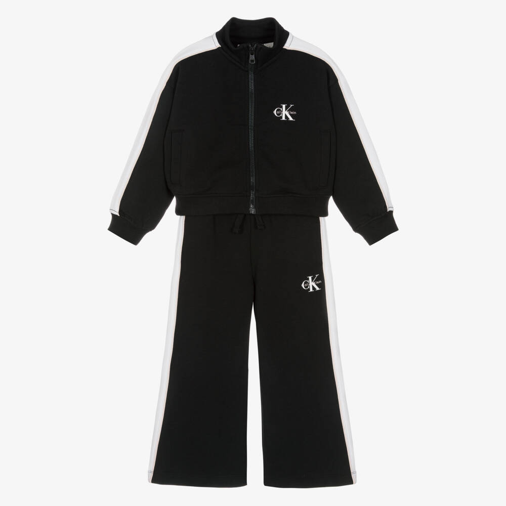 Calvin Klein-Girls Black Cotton CK Logo Tracksuit | Childrensalon