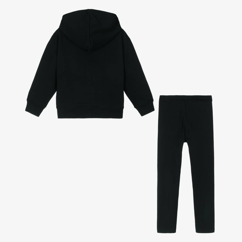 Calvin Klein-Girls Black Cotton Hoodie & Leggings Set | Childrensalon