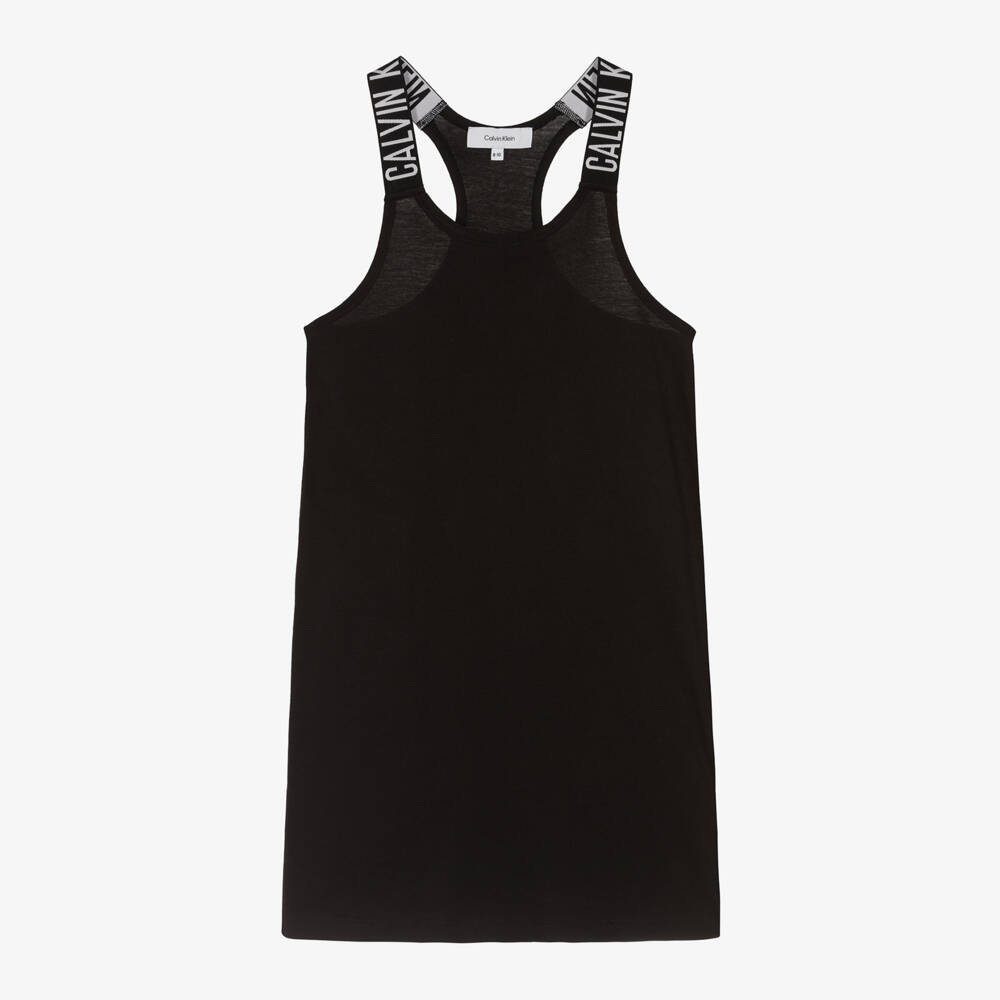 Calvin Klein - Girls Black Cotton Jersey Tank Dress | Childrensalon