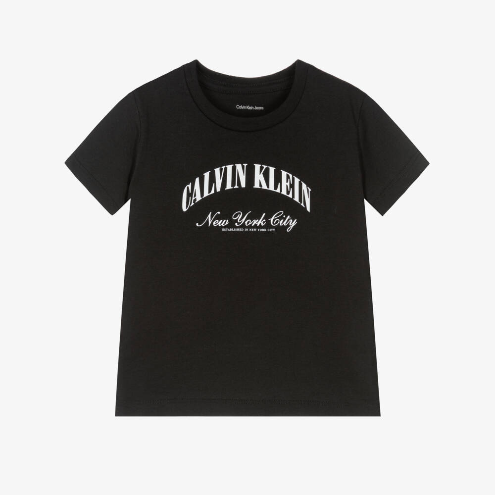 Calvin Klein-Girls Black Cotton Logo T-Shirt | Childrensalon