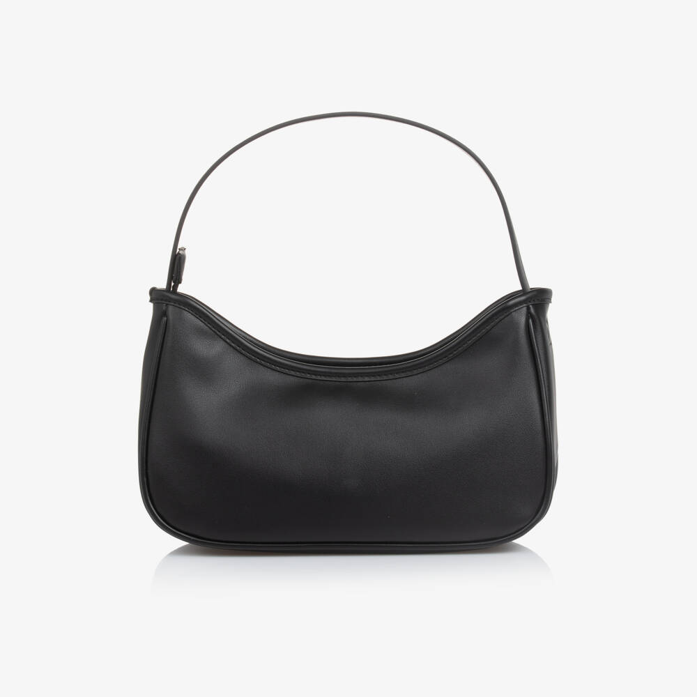 Calvin Klein-Girls Black Faux Leather Handbag (23cm) | Childrensalon