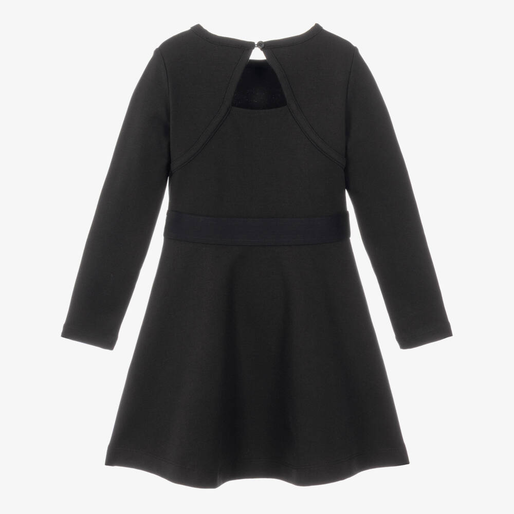 Calvin Klein-Girls Black Milano Jersey Dress with Cut-Out Detail | Childrensalon