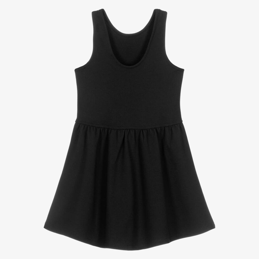 Calvin Klein-Girls Black Milano Jersey Dress with Embroidered Logo | Childrensalon