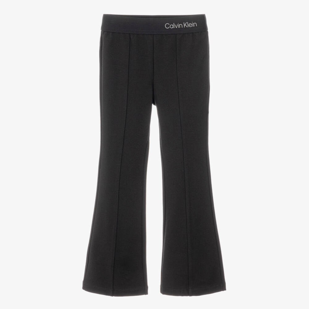 Calvin Klein-Girls Black Milano Jersey Flared Leggings | Childrensalon