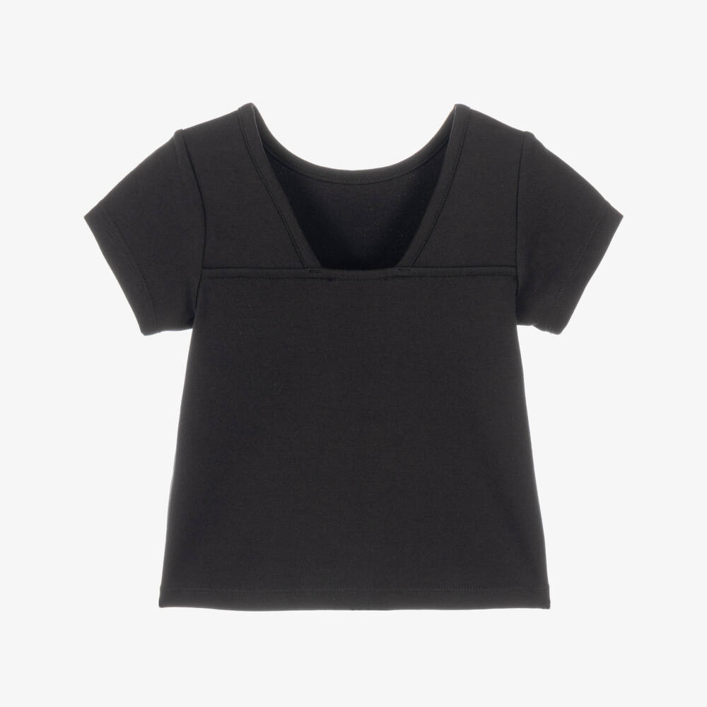 Calvin Klein-Girls Black Milano Jersey T-Shirt | Childrensalon