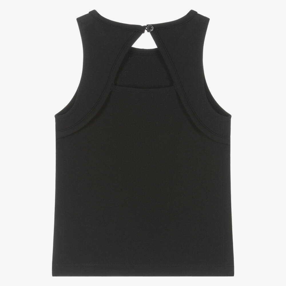 Calvin Klein-Girls Black Milano Jersey Vest Top with Logo | Childrensalon