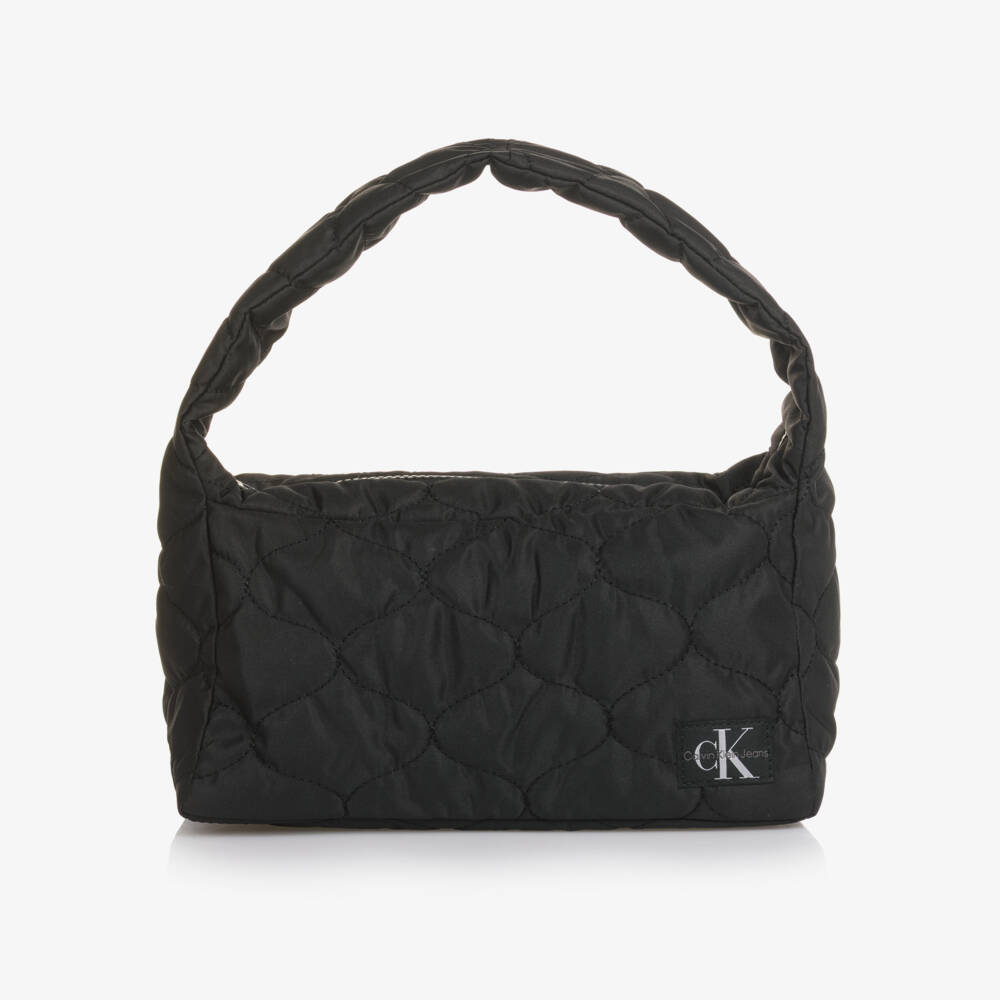 Calvin Klein-Girls Black Quilted Shoulder Bag (25cm) | Childrensalon