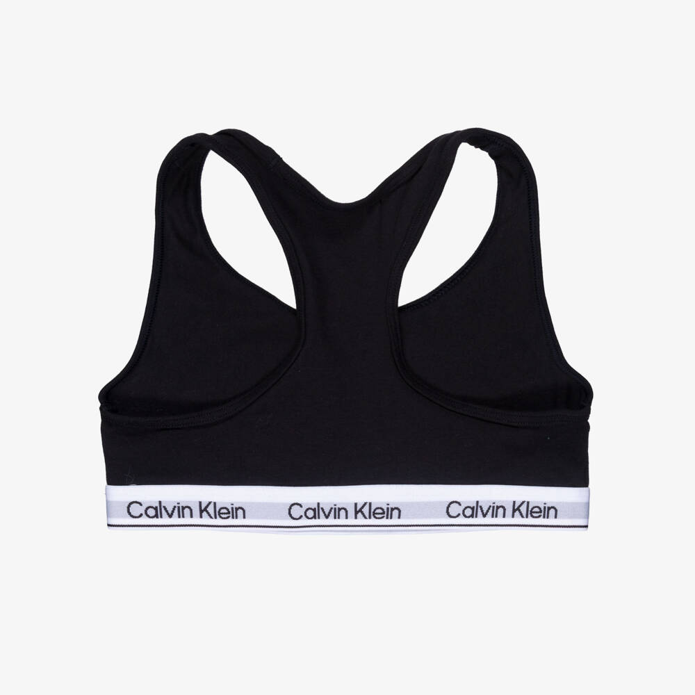 Calvin Klein-Girls Black, White & Blue Cotton Cropped Tops (3 Pack) | Childrensalon