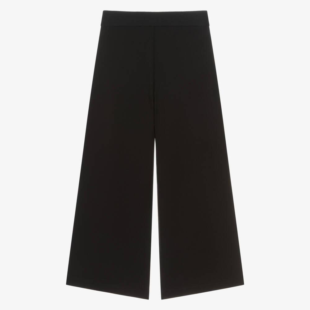 Calvin Klein-Girls Black Wide Leg Milano Jersey Trousers | Childrensalon