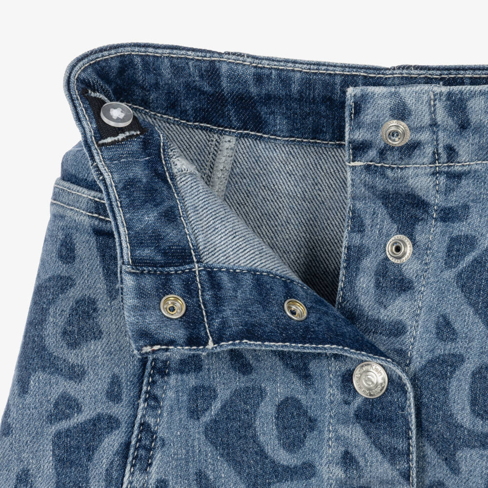 Calvin Klein-Girls Blue Denim CK Patterned Skirt | Childrensalon